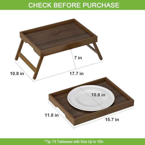 Artmalle Bed Tray Table Folding Legs with Handles Groove Breakfast Food Tray for Sofa, Bed, Eating, Drawing, Platters Serving Lap Desk Snack Tray (Brown Medium) by Artmalle - Image 3
