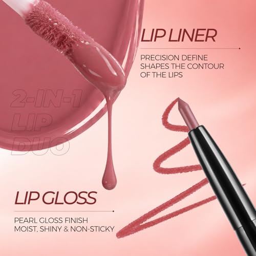 Image of LANGMANNI 2-in-1 Lip Liner & Gloss Duo,Shade 02 Soft Blush Pink