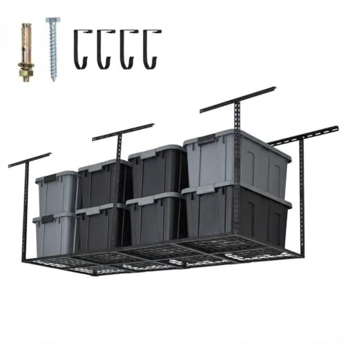 PeakPursuit 3x8FT Overhead Garage Storage Rack, 600LB Capacity Heavy Duty Ceiling Storage Racks, 22-40