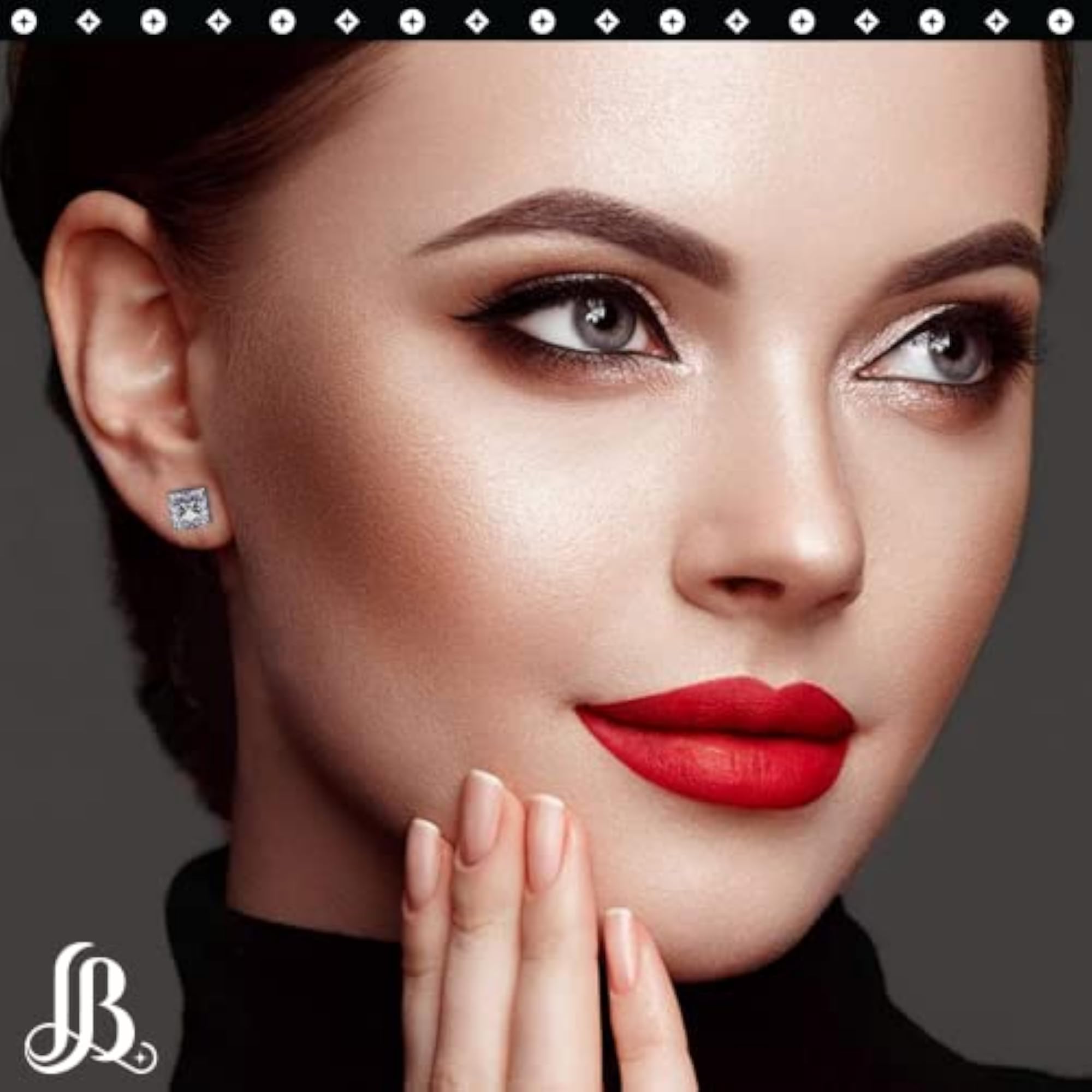 925 Sterling Silver Square Stud Earrings with Cubic Zirconia