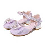 Monissy Niña Zapatos de Vestir para Disfraz Punta Cerrada Sandalias de Vestir Zapatillas de Tacón Altos Zapatos para Princesa Primavera Verano Cumpleaños Regalo Navidad,Morado,35 EU