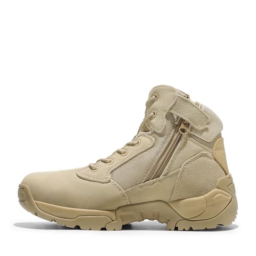 Image of NORTIV 8 Mens Military Tactical Work Boots Side Zip Outdoor Hiking Leather Motorcycle Combat Boots