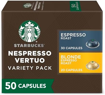 Starbucks by Nespresso Vertuo, Blonde & Dark Roast Variety Coffee, 50-count