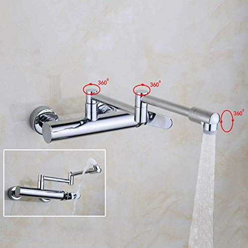 Grifos mezcladores para cocina de pared con extensión de agua fría y caliente de una manija 4