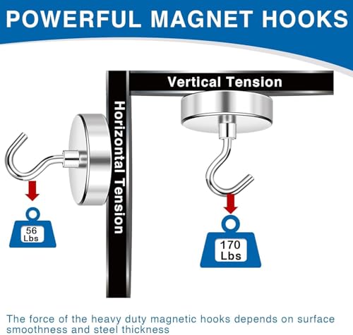 Image of LOVIMAG Magnetic Hooks, Cruise Essentials 2026, 25 Pack-170LBS | Heavy Duty Strong Magnet Hook for Cruise Cabin, Refrigerator Fridge, Ship, Classroom, Kitchen Grills, Silver
