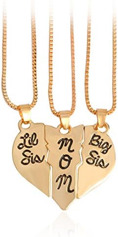 Yee Yeung Mother Daughter Jewelry Big Sis Lil Sis Mom Broken Heart Puzzle Necklace Set