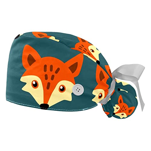 Chapeaux bouffants JDEZ 2PCS avec motifs de renards et élastique réglable