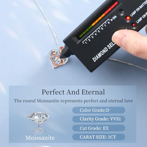 Sterling Silver Moissanite Heart Necklace with Rose Gold, Mother's Birthday Valentine's Day Gift, Girlfriend Daughter Anniversary Jewelry for Women gold jewelry for women4