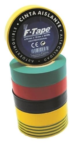Cinta aislante 10x19mm color tierra, resistente a la humedad y alta tensión, ideal para aislamiento eléctrico y reparaciones.