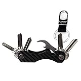 Organizador de llavero personalizado de fibra de carbono inteligente: llavero HASTA 28 llaves, titular de llavero con abrebotellas con pieza de lazo para cinturón o llaves de coche, gran regalo(negro)