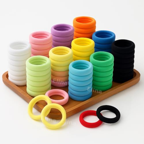 Image of Elina 100 Pcs Multi Colors Hair Ponytail Holder Elastic Cotton Soft Thick Thin Head Rubber Bands for Girls, Kids, Women, Buns, Scrunchies Ties (Pack of 100)(Multi Colors)