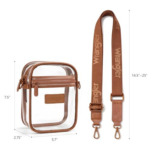 Image of Wrangler Clear Bag for Stadium Events Crossbody Purse for Concerts, Sports | Stadium Approved Clear Bag for Sports,Concerts|See Through Bag|0.4mm Thickened PVC|Waterproof|Lightweight