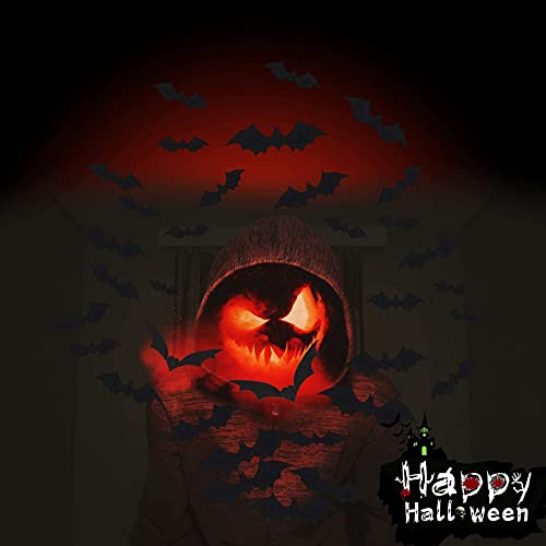 Bat Decor, 96Pcs 3D Bats Halloween Decoration Sticker For Home Indoor Wall Window Decor Art Halloween Party Plastic Scary Bat Stickers For Room Decor #TOP4