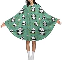 Novastar Wearable Blanket Hoodie for Women Men - Cute Panda Cartoon Print Winter Warm Blanket Poncho Shawl, Soft Cozy Flannel Oversized Wearable Throw Sweatshirt Cape with Pocket