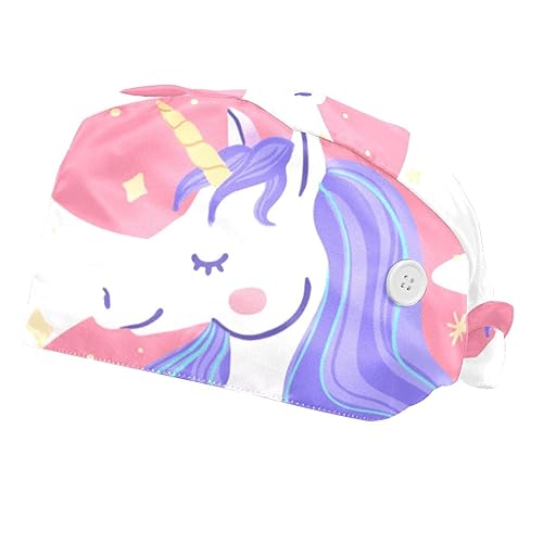 Casquettes de travail ajustables anti-transpiration à motif licorne VERED 2PCS