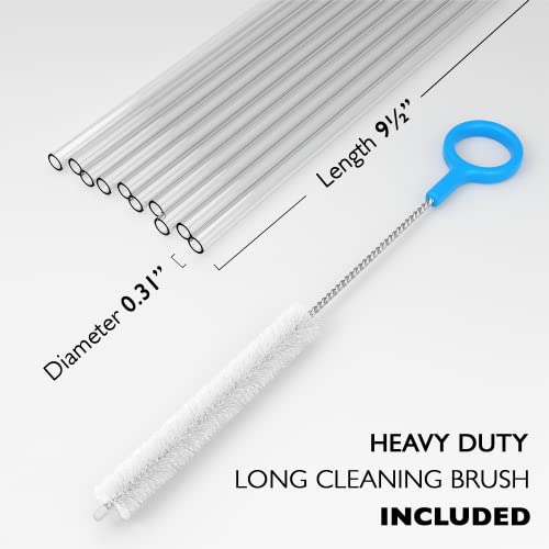 10 Long Clear Reusable Straws - BPA Free for Drink Tumblers & Smoothies + Sturdy Cleaning Brush - Dishwasher Safe
10 Cle