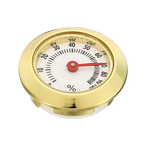PATIKIL 1.1" Rotondo Interno Esterno Igrometro, Mini Umidità Monitor Indicatore No Batteria Richiesta per Serra Ufficio Stanza, Oro