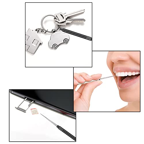 6 Pieces Metal Titanium Toothpicks, Portable Reusable Pocket Toothpicks With Stainless Steel Toothpick Holder, Multifunctional Metal Toothpicks Holder Keychain For Outdoor Travel Picnic Camping (6) #TOP3