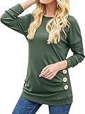 Yincro Women's Casual Long Sleeve Tunic Tops Fall Tshirt Blouses (Green, M)
