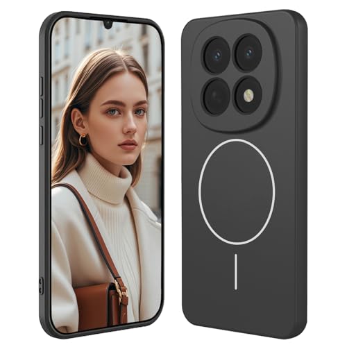 GOGME Flüssige Silikon Hülle für Xiaomi Redmi Note 15 5G / Poco M8 5G mit Handyhülle Design Und Schutzhülle Cover, Stoßfestes Bumper Case, Kompatibel mit MagSafe - Schwarz
