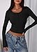 PRETTYGARDEN Women's 2025 Summer Long Sleeve Henley T Shirts Ribbed Knit Button Slim Fitted Basic Casual Going Out Fall Tops (Black,Medium)
