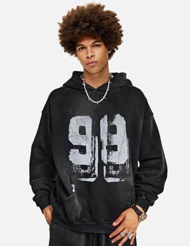 Aelfric Eden Mens Hoodies Graffiti Number 99 Print Hoodie Unisex Y2k Streetwear Oversized Hooded Pullover Pocket Sweatshirt3