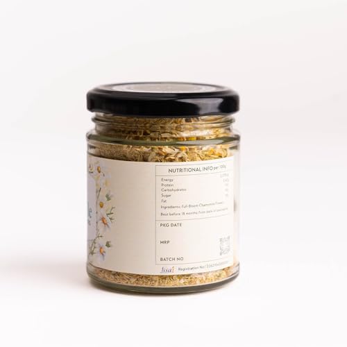 Image of Himalayan Haat Full Bloom Chamomile Flowers - Caffeine-Free Chamomile Tea | Reduces Anxiety, Promotes Sleep & Immunity | Soothes Muscle Pain & Menstrual Cramps | 30g