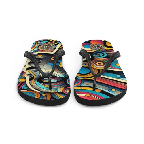 Women's Trippy Colorful African Queen Print Luxe Flip-Flops4