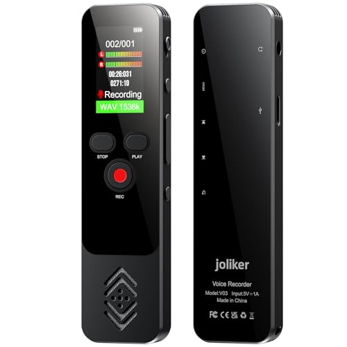 64GB Grabadora de Voz Digital, Grabadora de Audio con de reproducción MP3, Reducción de Ruido, Grabación con un Solo Clic, USB C en Contraseña Repetición AB, Ideal para Clases, Reuniones, Entrevistas