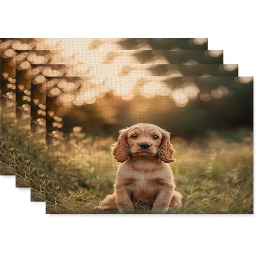 Salvamanteles Perro Marrón Salvamanteles Individuales Mesa Juego De 6 Manteles Individuales Lavables Antimanchas Antideslizante Resistente Al Calor Bajoplatos Lino 45X30Cm