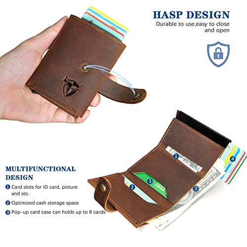 Thick Crazy Horse Leather Travel Gift Front Pocket With Coin Pocket Card Case Organizer Rfid Wallet For Men Male 1694 (X-1685-Brown)4