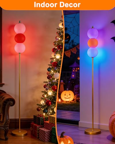 Image of Lightdot RGB Floor Lamp with Touch Control, Dimmable Globe Modern Standing Lamp, RGB&3000K Color Changing LED Floor Lamp Ambient Lighting, Orange Tall Lamp for Living Room Bedroom Gaming Corner Decor
