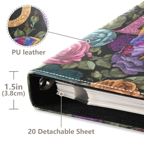 Álbum de fotos ALAZA con cubierta de cuero PU, diseño floral con rosas románticas y mariposas, álbum autoadhesivo para scrapbook con anillas de 3 anillos, ideal para bodas, viajes y recuerdos familiares miniatura 3