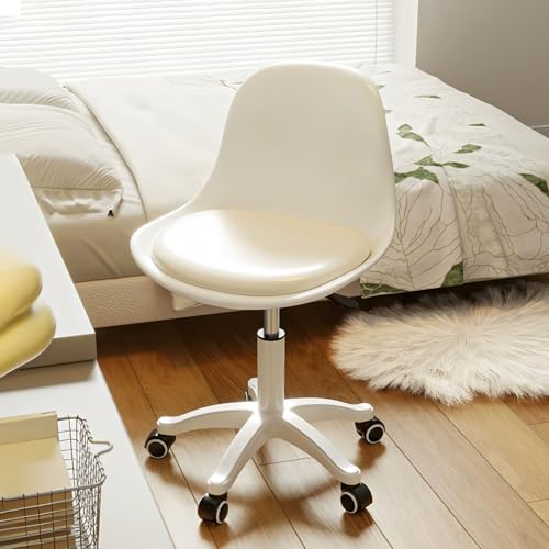 Image of Small Desk Chair Cute, Swivel Armless Task Chair with Soft Padded Cushion, Height Adjustable Home Office Desk Chair with Back for Adult, Study Room, Vanity, Office Work