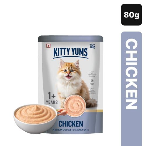 Image of Kitty YUMS Wet Cat Food Mousse Variety Pack | Salmon, Ocean Fish, Tuna & Chicken | 80g x 3 Each | Pack of 12 | Mousse for Adult Cats