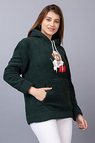 Image of Wear lusso Women Wool Blend Hooded Neck Sweatshirt with Hoodies | Full Sleeves Women's Winter Wear | Warm & Stylish Hoodie