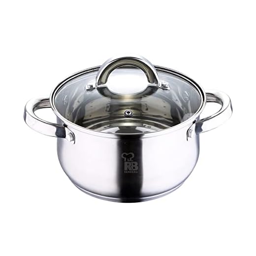 RENBERG Alexander | Pentola di Cucina | Casseruola di 20 cm con Coperchio di Vetro | Acciaio Inox | Manici Ergonomici | Casseruola da Cucina | Per Ogni Tipo di Piano Cottura