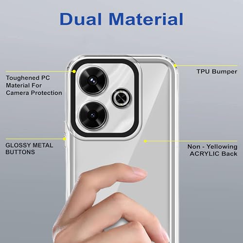 Image of Zapcase Back Case Cover for Mi Redmi 13 5G | Compatible for Mi Redmi 13 5G Back Cover | Case Cover with Camera Protection | (TPU + PC | Transparent)