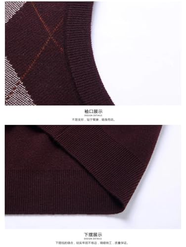 Men's Wool Vest Winter Colorblock Sleeveless Sweater V-Neck Thickened Warm Knitted Vest3