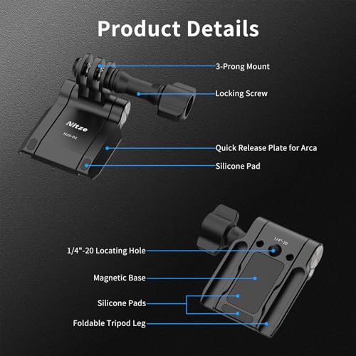 Soporte magnético Nitze N29-D2 con liberación rápida Arca para GoPro 2