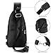 Seoky Rop Men Leather Sling Bag Purse Waterproof Crossbody Chest Bag Sling Backpack with USB Charging Port One Shoulder Bag Black