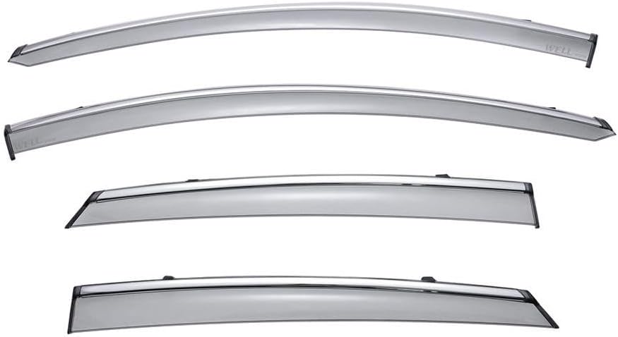 WellVisors Window Visors Wind Deflectors Compatible with Ford 2013-2020 Fusion Sedan with Chrome Trim Rain Guards 3-847FD010