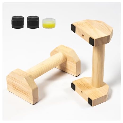 Trlakepreble Wooden Parallettes Push Up Bars,Anti-Slip Push-Up Handles,Mini Handle Pumps,Dip Station Dip Bar，Handstand Bars for Calisthenics and Fitness（log）