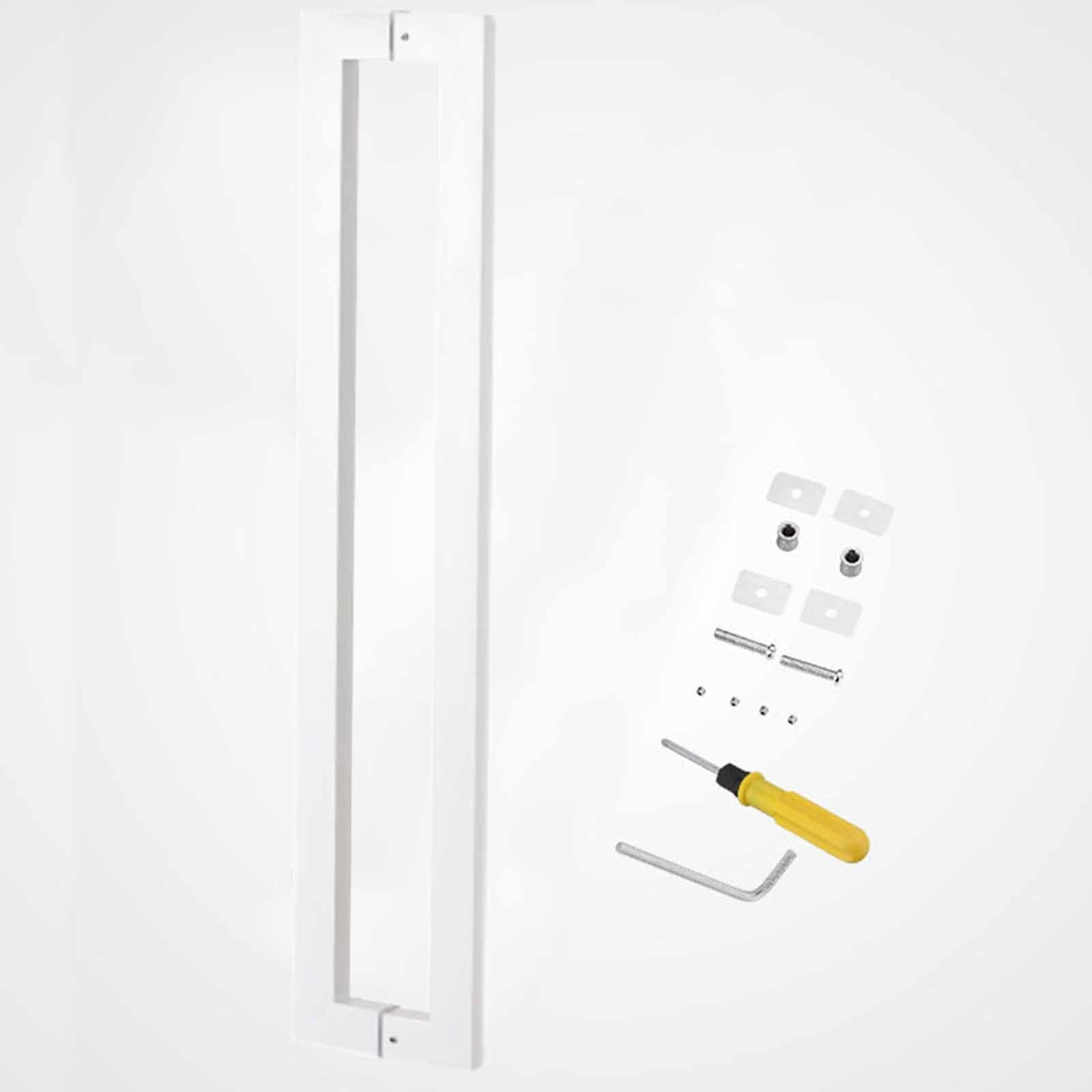 Cwcqgh White Barn Door Sliding Door Handle Double Sided Push Pull Door Handle, Bar Pull For Shower Sliding Barn Glass/Wooden Door, Modern Rectangle Stainless Entry Doors Handles,-100Cm/39.4In - 96Cm