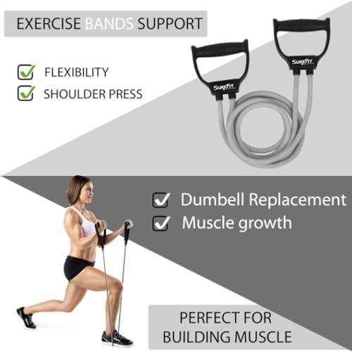 Image of SUREFIT Double Spring Tummy Trimmer for Men & Women - Ab Exerciser with Foam Handle & Resistance Band - Full Body Fitness Combo Tool Kit for Abs, Legs, Arms, Chest & Home Gym Workout (Maroon)