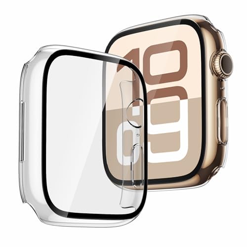 Recata 2 Stück Harte PC Schutzhülle mit Displayschutzglas für Apple Watch Series 11 (2025) Series 10 42mm Ultradünn mit HD-Klarheit Schutz für iWatch Transparent