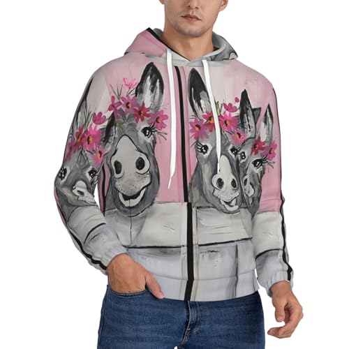 Sweat homme imprimé âne et fleur idéal pour le sport et vos sorties décontractées