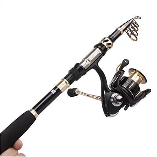 Caña de pescar retráctil con carrete portátil para bass y aparejos spinning