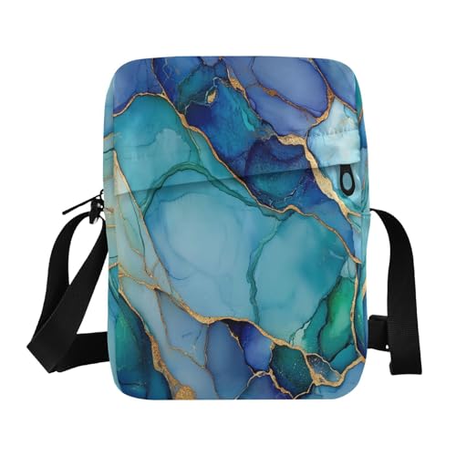 messenger bag Crossbody Small Bag For Women small crossbody purse Adjustable Strap for Casual Casual- Marble Royal Blue Green