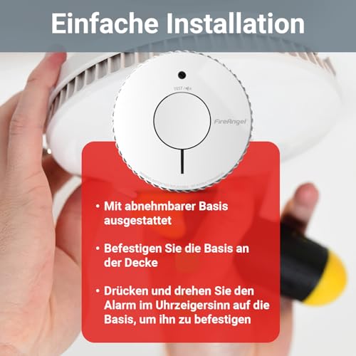 FireAngel FA6120 Rauchmelder mit 10-Jahres-Batterie, Feuermelder, Q-Label – Ansicht 5
